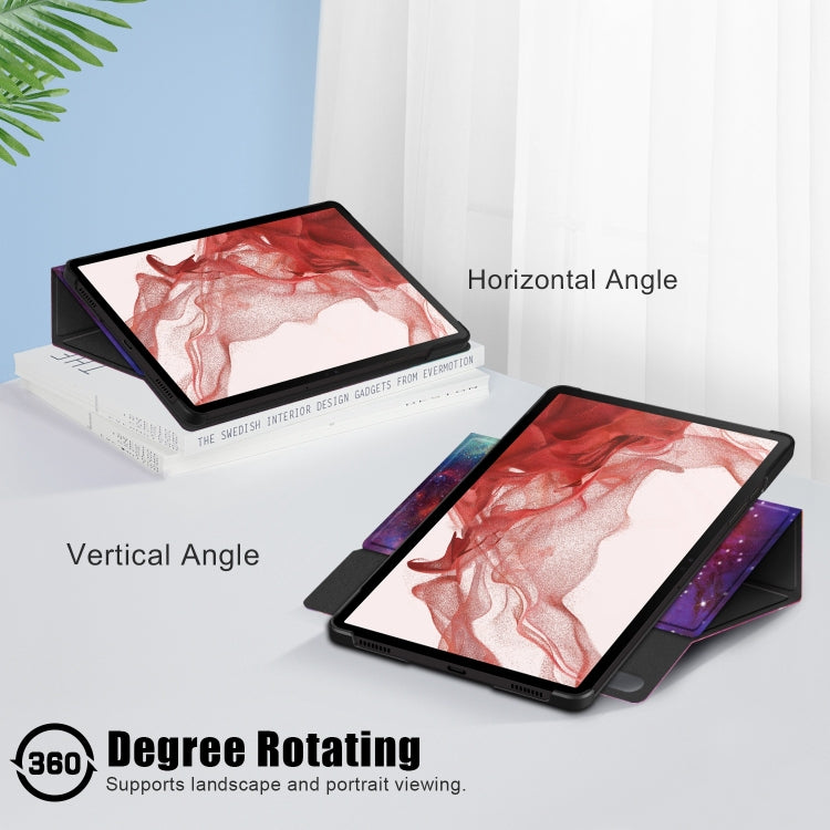 For Samsung Galaxy Tab S9+ 360 Rotation Stand Painted Smart Leather Tablet Case(Milky Way) by buy2fix