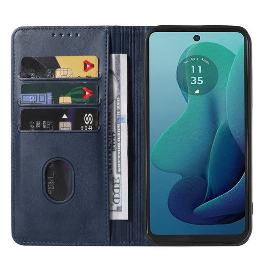 For Motorola Moto G 5G 2024 Magnetic Closure Leather Phone Case(Blue) by buy2fix