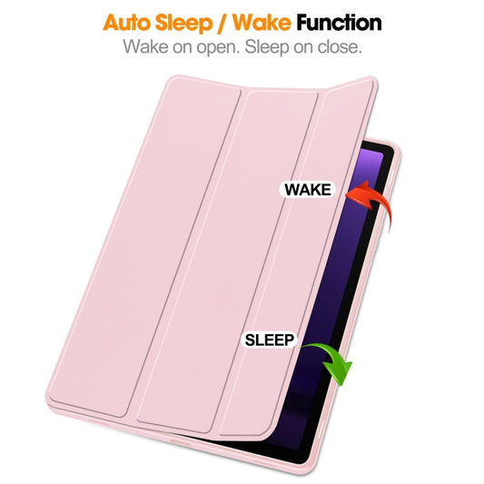 For Samsung Galaxy Tab S9 FE / S10 FE 3-Fold Pure Color TPU Smart Leather Tablet Case with Pen Slot(Pink) by buy2fix