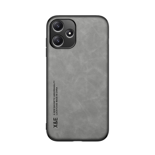 For Xiaomi Redmi 12 5G Skin Feel Magnetic Leather Back Phone Case(Light Grey) by buy2fix