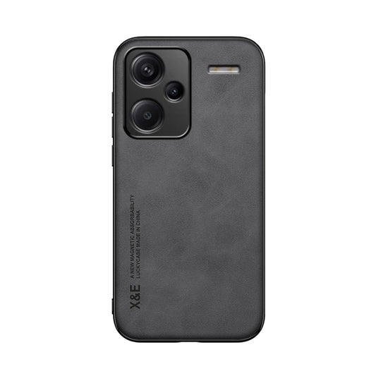 For Xiaomi Redmi Note 13 Pro+ 5G Skin Feel Magnetic Leather Back Phone Case(Dark Grey) by buy2fix
