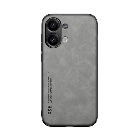 For Xiaomi Redmi Note 13 4G Skin Feel Magnetic Leather Back Phone Case(Light Grey) by buy2fix