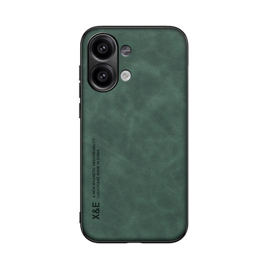 For Xiaomi Redmi Note 13 4G Skin Feel Magnetic Leather Back Phone Case(Green) by buy2fix