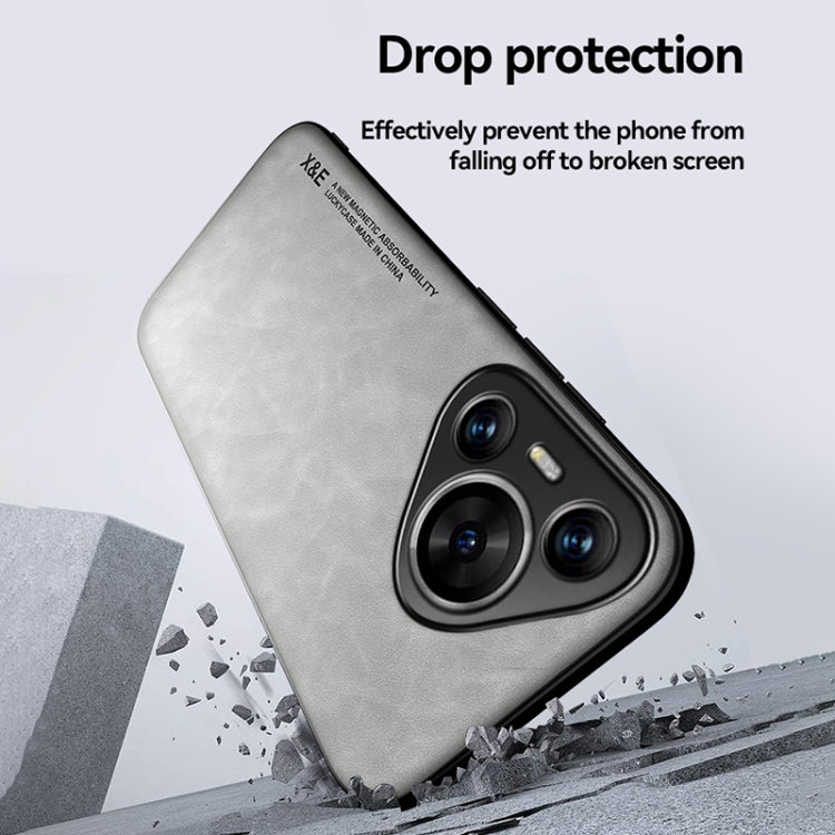 For Huawei Pura 70 Ultra Skin Feel Magnetic Leather Back Phone Case(Light Grey) by buy2fix