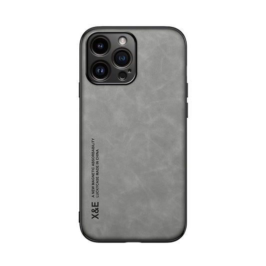For iPhone 16 Pro Max Skin Feel Magnetic Leather Back Phone Case(Light Grey) by buy2fix