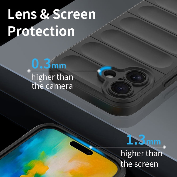 For iPhone 16 Magic Shield TPU + Flannel Phone Case(Black) by buy2fix