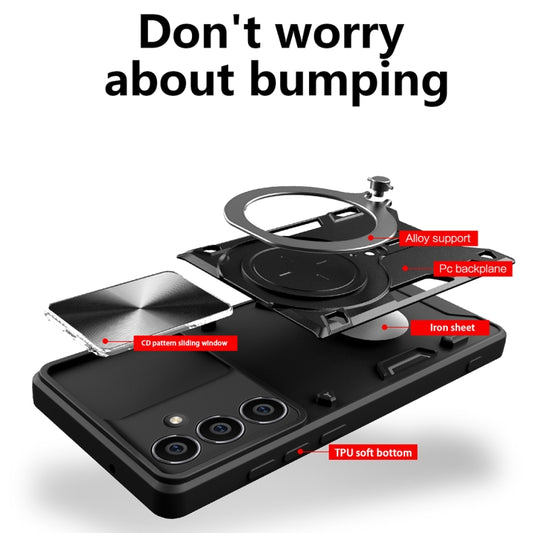 For Samsung Galaxy S23 FE 5G CD Texture Sliding Camshield Magnetic Holder Phone Case(Pink) by buy2fix