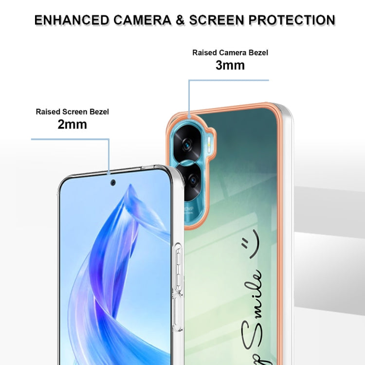 For Honor 90 Lite 5G Electroplating Marble Dual-side IMD Phone Case(Smile) by buy2fix