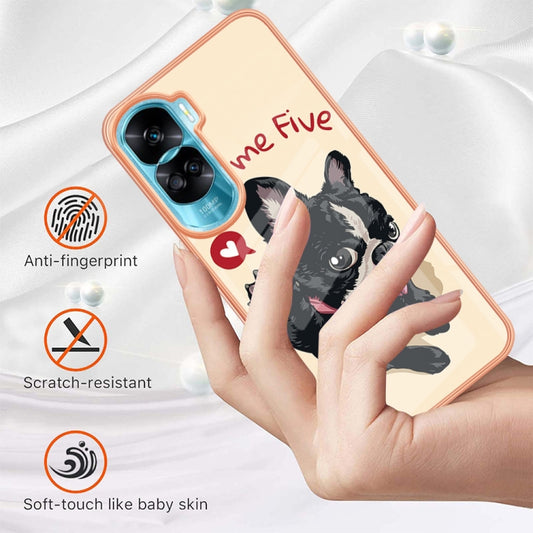 For Honor 90 Lite 5G Electroplating Marble Dual-side IMD Phone Case(Lucky Dog) by buy2fix