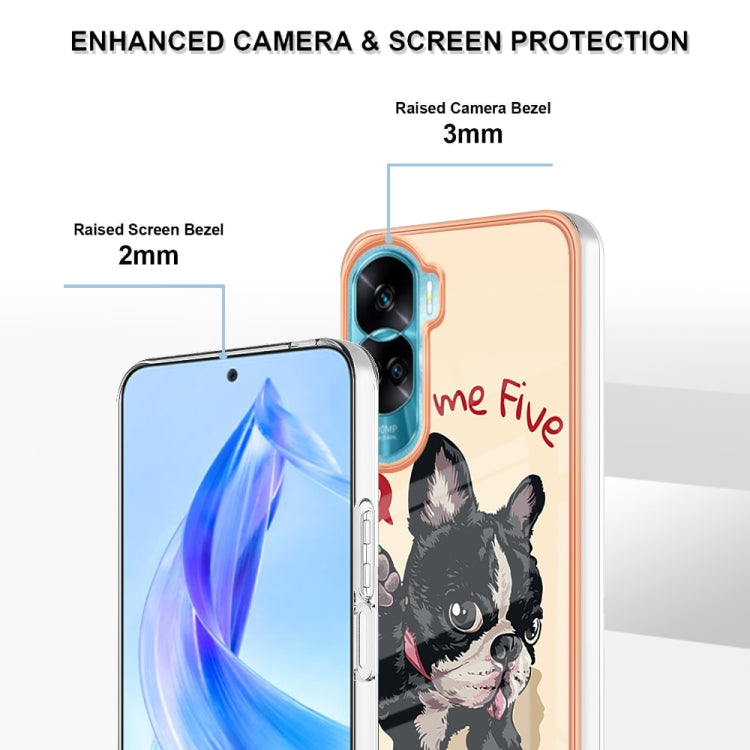 For Honor 90 Lite 5G Electroplating Marble Dual-side IMD Phone Case(Lucky Dog) by buy2fix