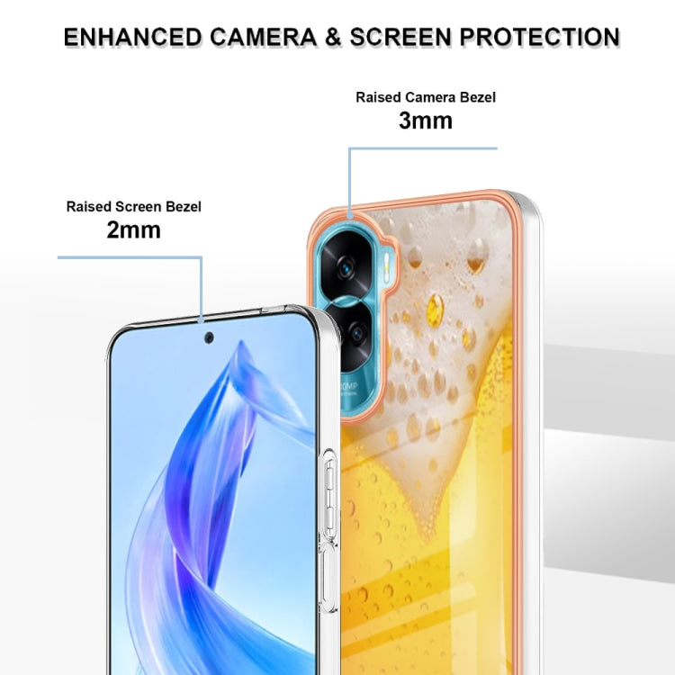For Honor 90 Lite 5G Electroplating Marble Dual-side IMD Phone Case(Draft Beer) by buy2fix