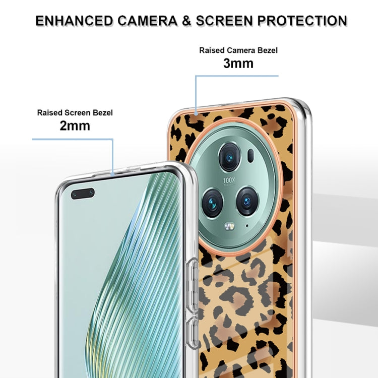 For Honor Magic 5 Pro Electroplating Marble Dual-side IMD Phone Case(Leopard Print) by buy2fix