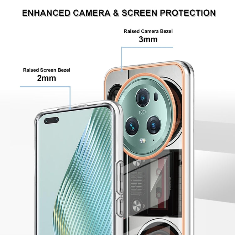 For Honor Magic 5 Pro Electroplating Marble Dual-side IMD Phone Case(Retro Radio) by buy2fix