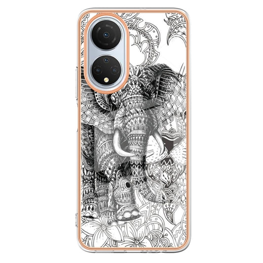 For Honor X7 Electroplating Marble Dual-side IMD Phone Case(Totem Elephant) by buy2fix