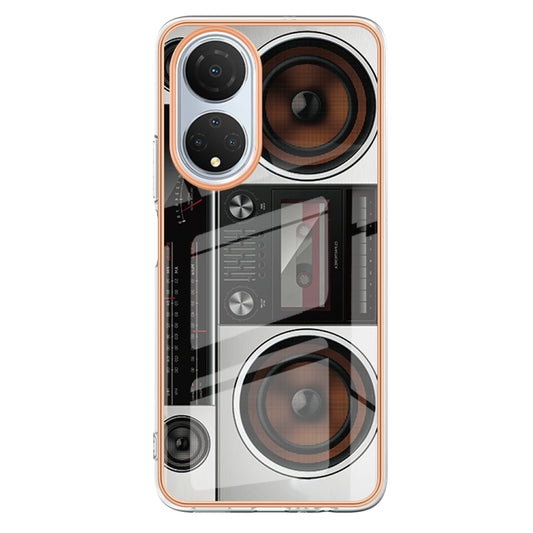 For Honor X7 Electroplating Marble Dual-side IMD Phone Case(Retro Radio) by buy2fix