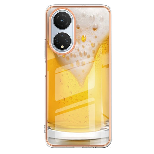 For Honor X7 Electroplating Marble Dual-side IMD Phone Case(Draft Beer) by buy2fix