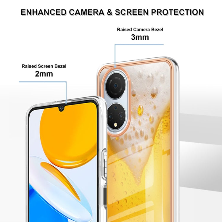 For Honor X7 Electroplating Marble Dual-side IMD Phone Case(Draft Beer) by buy2fix