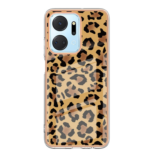 For Honor X7a Electroplating Marble Dual-side IMD Phone Case(Leopard Print) by buy2fix