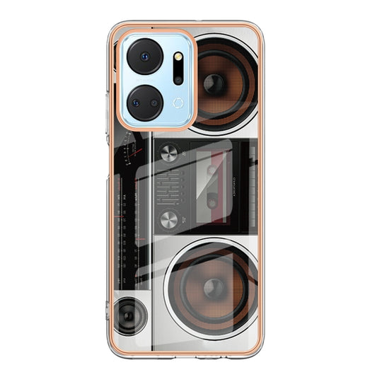 For Honor X7a Electroplating Marble Dual-side IMD Phone Case(Retro Radio) by buy2fix