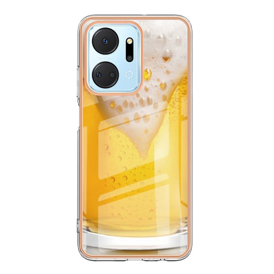 For Honor X7a Electroplating Marble Dual-side IMD Phone Case(Draft Beer) by buy2fix