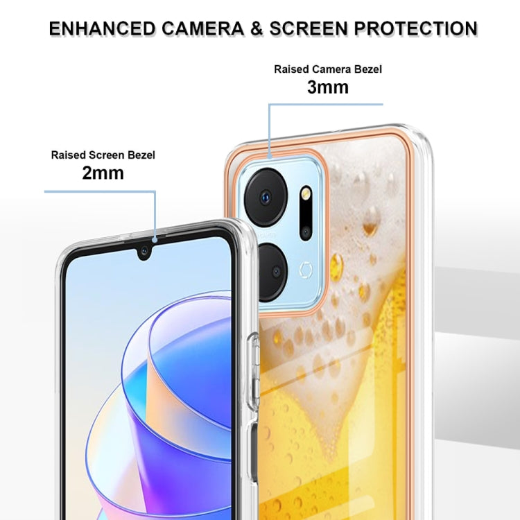For Honor X7a Electroplating Marble Dual-side IMD Phone Case(Draft Beer) by buy2fix