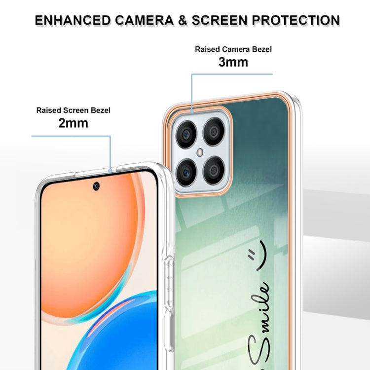 For Honor X8 4G Electroplating Marble Dual-side IMD Phone Case(Smile) by buy2fix