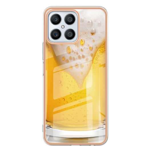 For Honor X8 4G Electroplating Marble Dual-side IMD Phone Case(Draft Beer) by buy2fix