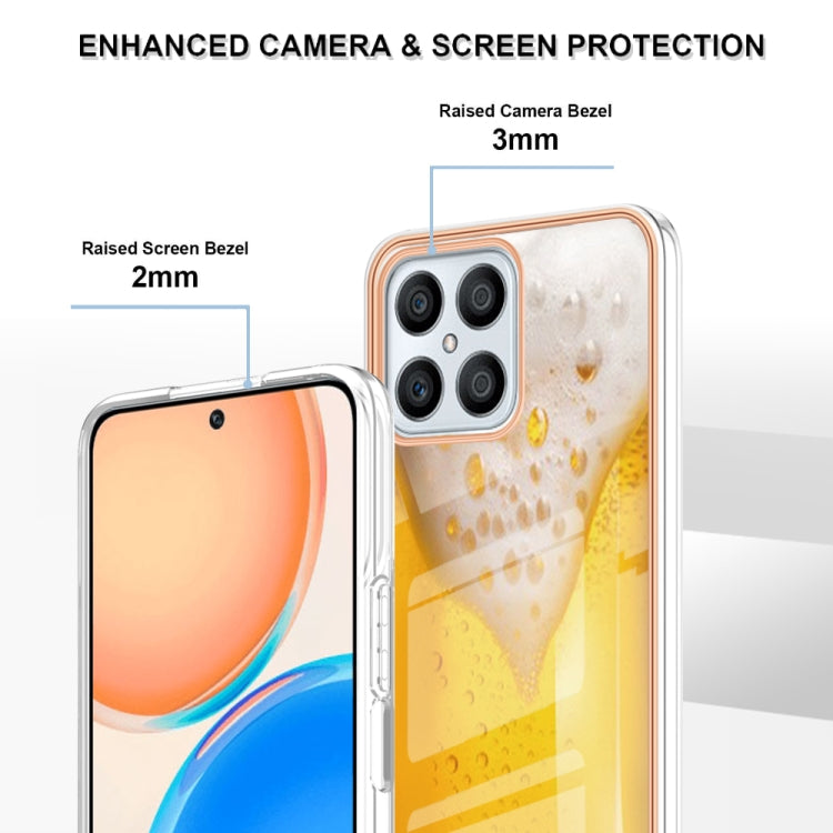 For Honor X8 4G Electroplating Marble Dual-side IMD Phone Case(Draft Beer) by buy2fix