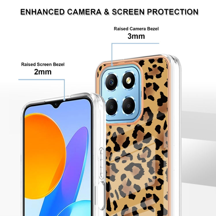 For Honor X8 5G / X6 4G Electroplating Marble Dual-side IMD Phone Case(Leopard Print) by buy2fix