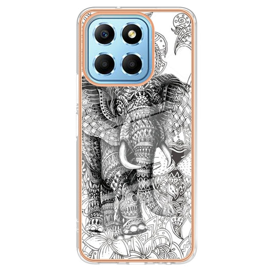 For Honor X8 5G / X6 4G Electroplating Marble Dual-side IMD Phone Case(Totem Elephant) by buy2fix