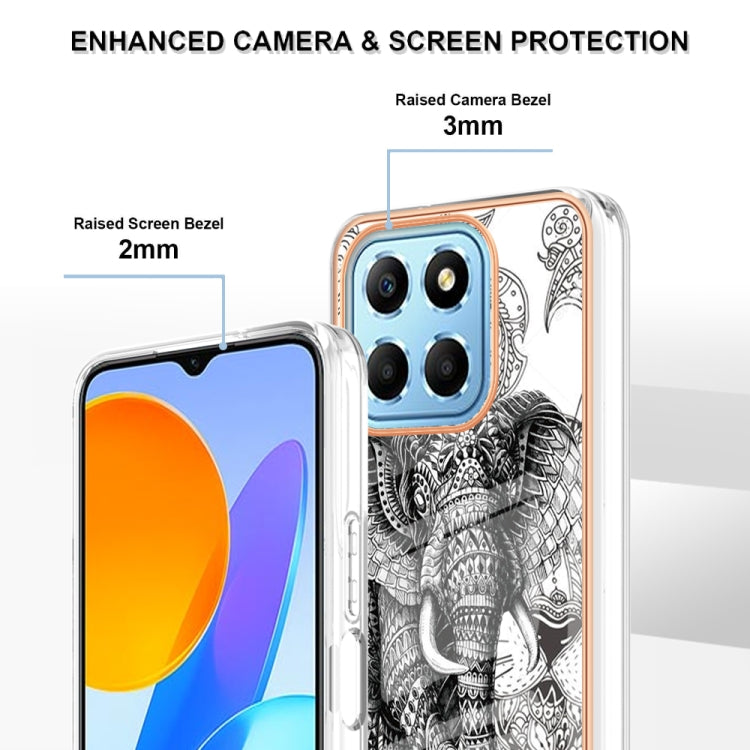 For Honor X8 5G / X6 4G Electroplating Marble Dual-side IMD Phone Case(Totem Elephant) by buy2fix