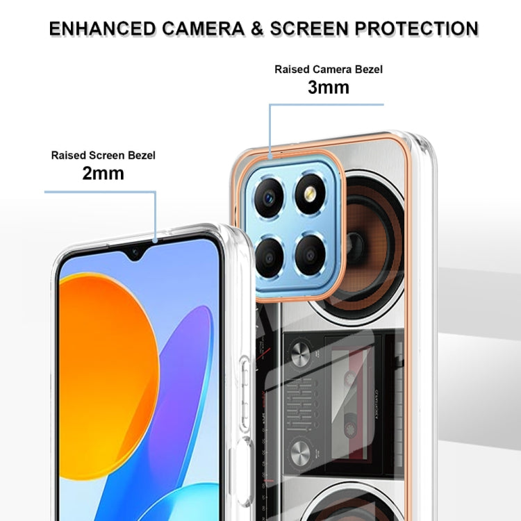 For Honor X8 5G / X6 4G Electroplating Marble Dual-side IMD Phone Case(Retro Radio) by buy2fix