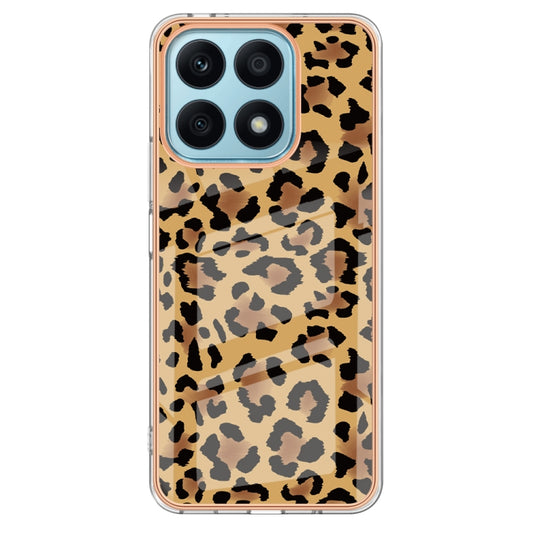 For Honor X8a Electroplating Marble Dual-side IMD Phone Case(Leopard Print) by buy2fix