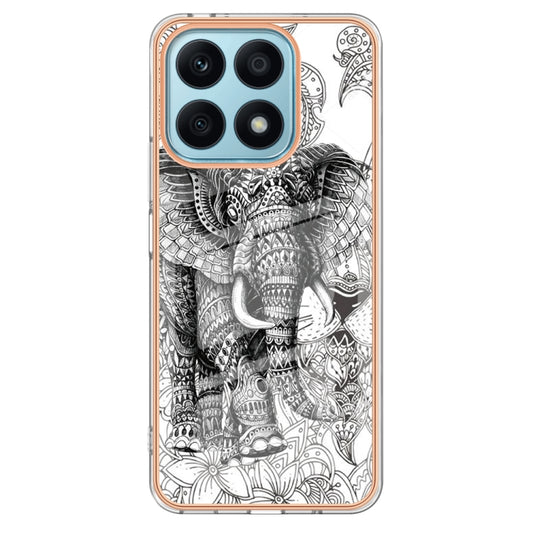 For Honor X8a Electroplating Marble Dual-side IMD Phone Case(Totem Elephant) by buy2fix