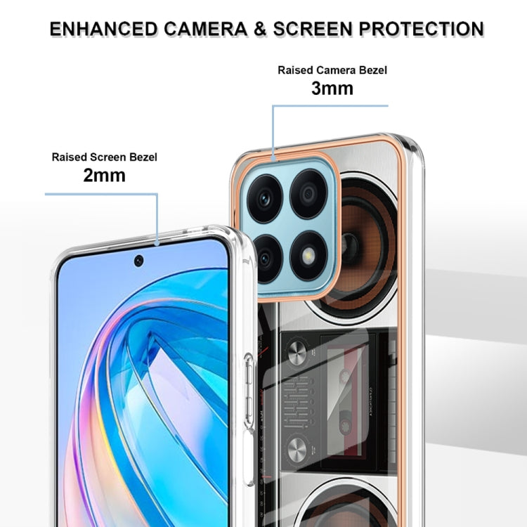 For Honor X8a Electroplating Marble Dual-side IMD Phone Case(Retro Radio) by buy2fix