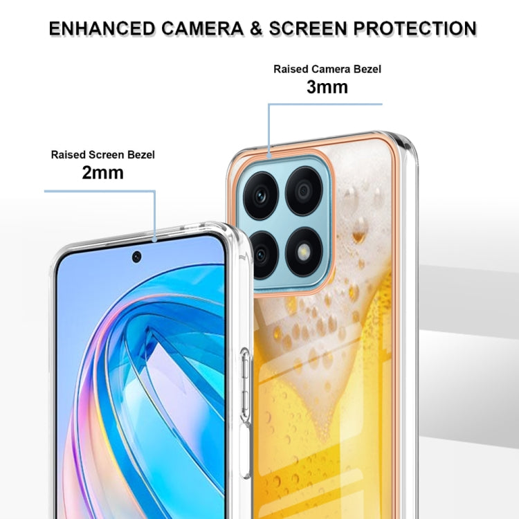 For Honor X8a Electroplating Marble Dual-side IMD Phone Case(Draft Beer) by buy2fix