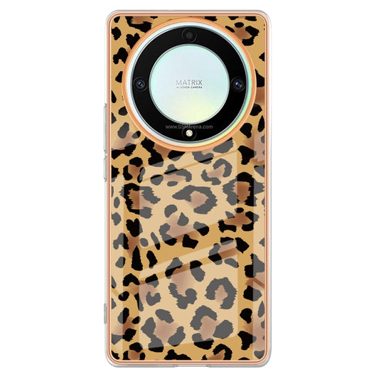 For Honor X9a / Magic5 Lite Electroplating Marble Dual-side IMD Phone Case(Leopard Print) by buy2fix