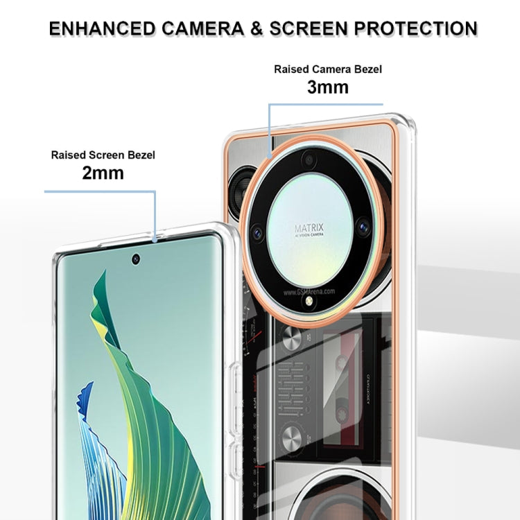 For Honor X9a / Magic5 Lite Electroplating Marble Dual-side IMD Phone Case(Retro Radio) by buy2fix