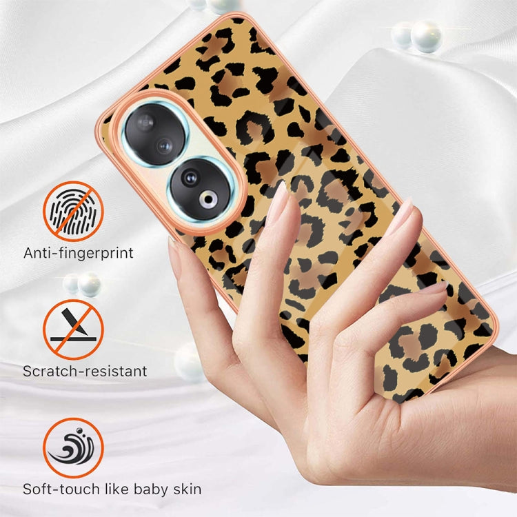 For Honor 90 5G Electroplating Marble Dual-side IMD Phone Case(Leopard Print) by buy2fix