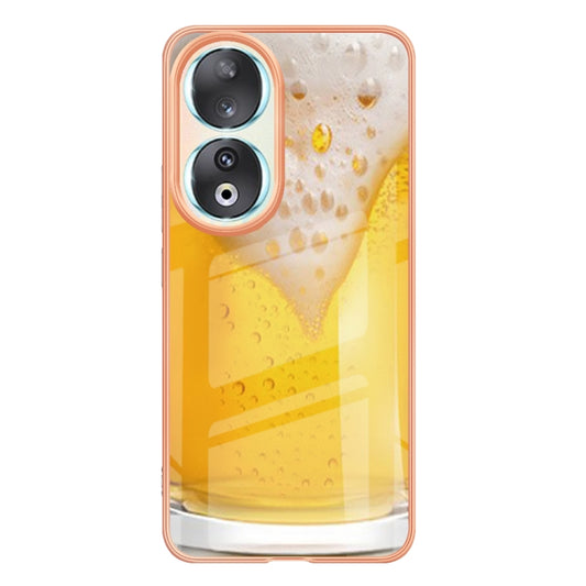 For Honor 90 5G Electroplating Marble Dual-side IMD Phone Case(Draft Beer) by buy2fix