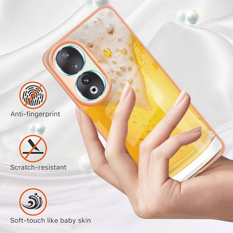 For Honor 90 5G Electroplating Marble Dual-side IMD Phone Case(Draft Beer) by buy2fix