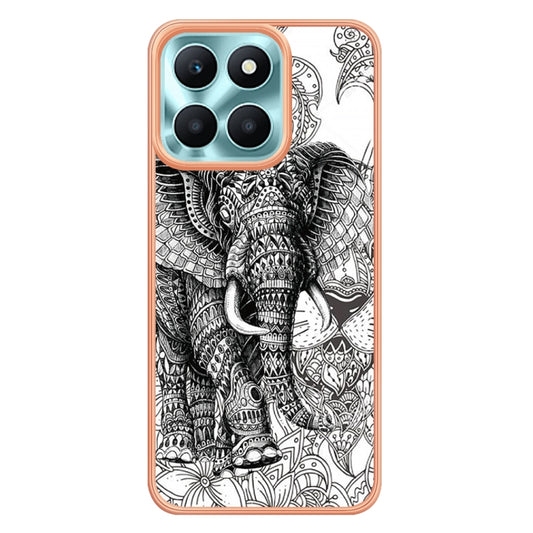 For Honor X6a Electroplating Marble Dual-side IMD Phone Case(Totem Elephant) by buy2fix