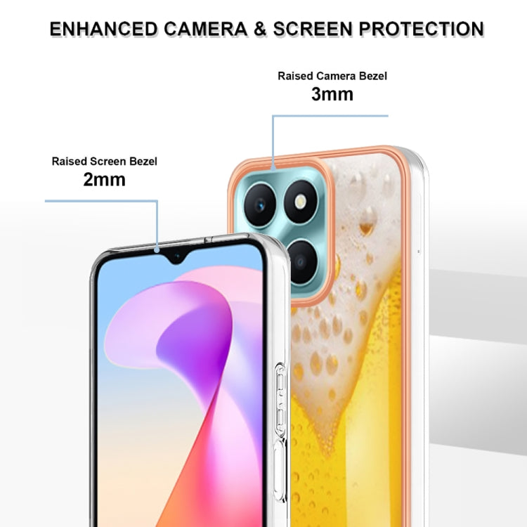 For Honor X6a Electroplating Marble Dual-side IMD Phone Case(Draft Beer) by buy2fix