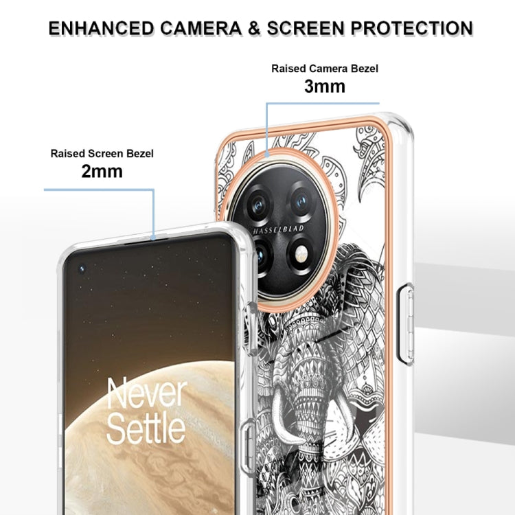 For OnePlus 11 Electroplating Marble Dual-side IMD Phone Case(Totem Elephant) by buy2fix