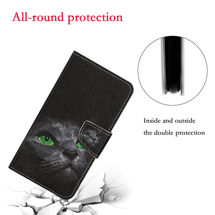 For iPhone 16 3D Colored Drawing Flip Leather Phone Case(Black Cat) by buy2fix