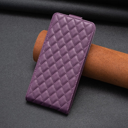 For Redmi Note 12 Pro Global Diamond Lattice Vertical Flip Leather Phone Case(Dark Purple) by buy2fix