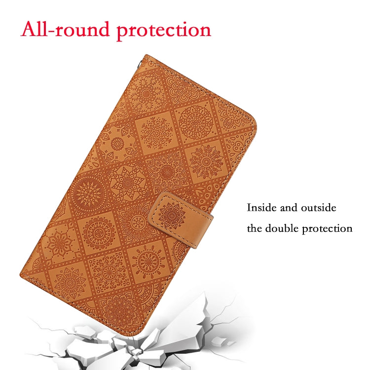 For iPhone 16 Plus Ethnic Style Embossed Pattern Leather Phone Case(Brown) by buy2fix