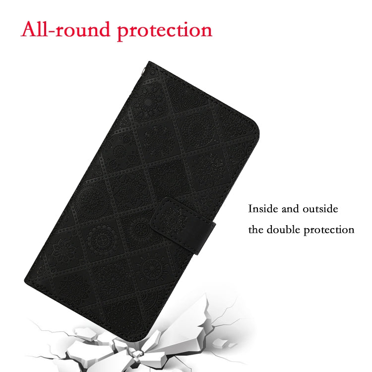 For iPhone 16 Plus Ethnic Style Embossed Pattern Leather Phone Case(Black) by buy2fix