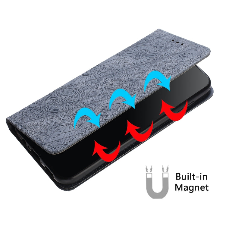 For iPhone 16 Ethnic Embossed Adsorption Leather Phone Case(Grey) by buy2fix