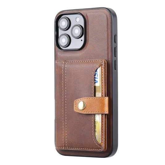 For iPhone 16 Pro Max Calfskin Card Slot TPU Hybrid PU Phone Case(Brown) by buy2fix